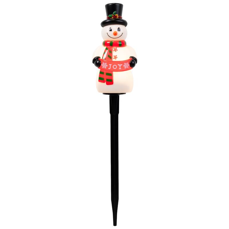 Snowman with Joy Banner Outdoor Christmas Pathway Markers - 16.5" - Set of 3 - White