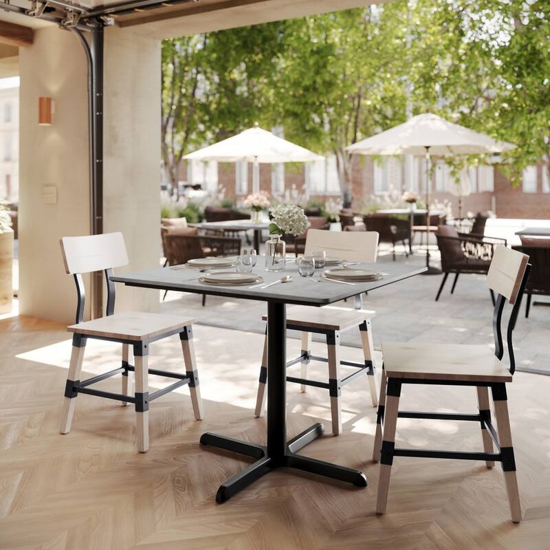 Commercial HPL Tabletop with Table Height Crisscross Base