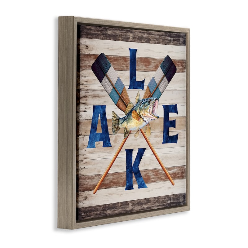 Stupell Rustic Lake Boat Oars Framed Floater Canvas Wall Art Design By Nicole DeCamp
