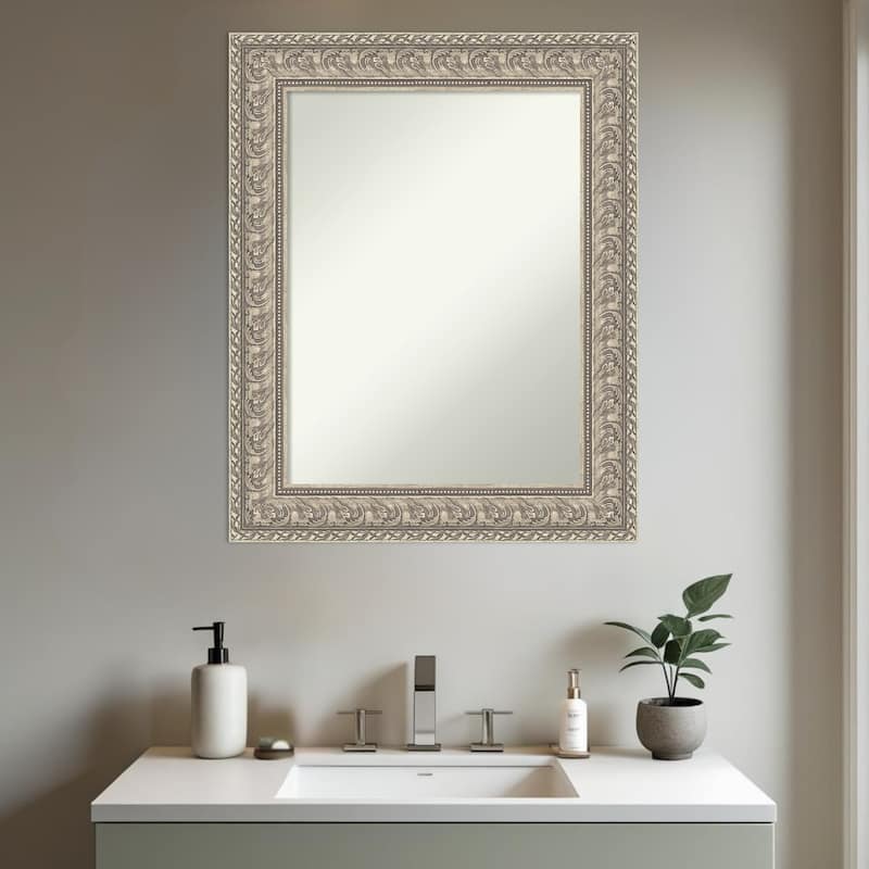 Sydney Silver Non-Beveled Framed Bathroom Vanity Wall Mirror - Sydney Silver