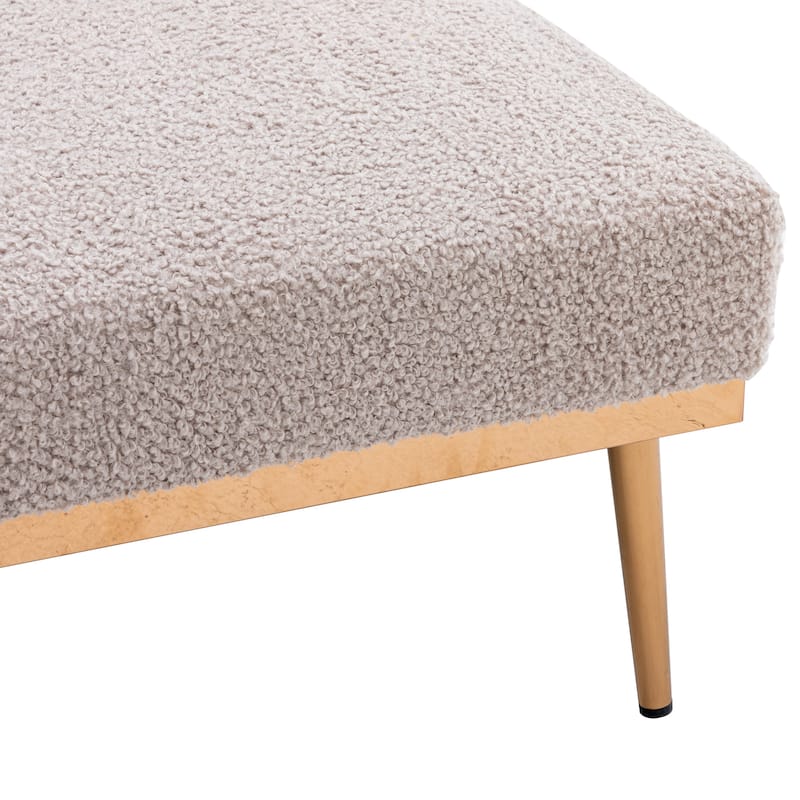 Grey Teddy Modern 62.2" Upholstered Chaise Lounge Chair with Iron Legs for Living Room
