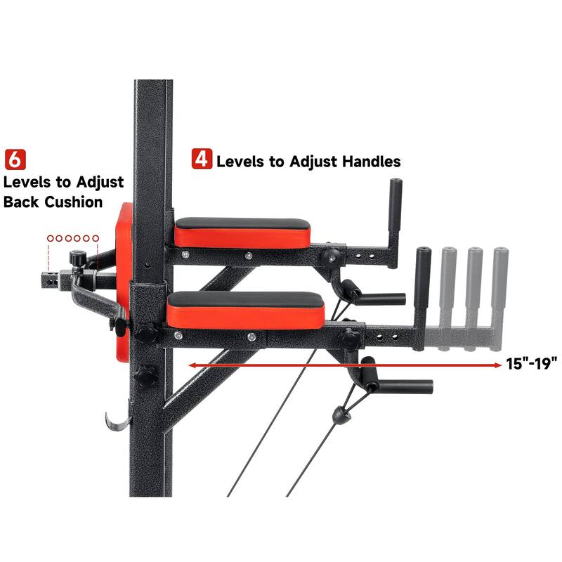 Adjustable Power Tower Pull Up Bar Station Home Gym Workout Equipment - 43.3"L x 41.33"W x 90.55"H