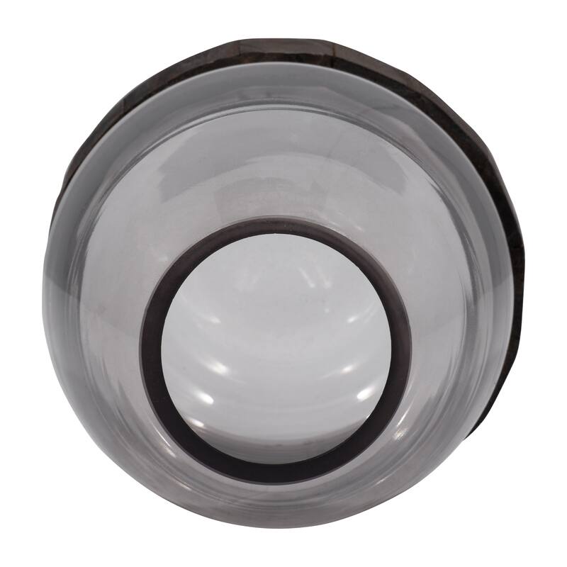 Sagebrook Home Glass Clear Frost Round Belly Vase With Wood Band