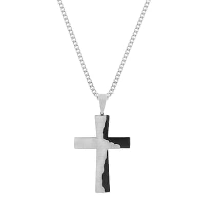 Steel Nation Stainless Steel Lord's Prayer Cross Pendant