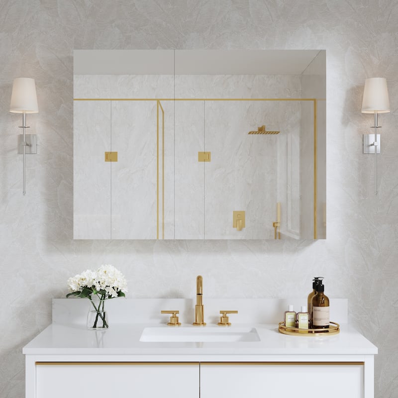 40''W X 30''H Recessed Or Surface Wall Mount Bathroom Medicine Cabinet With Adjustable Glass Shelves - 1630R-2430L