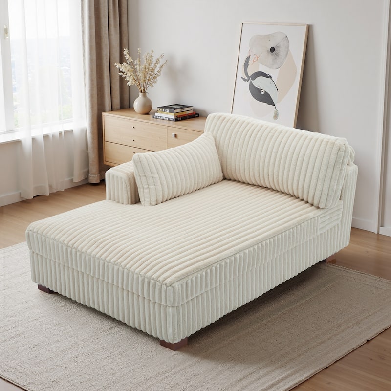 UIXE Modern Plush Corduroy Indoor Chaise Lounge Chair