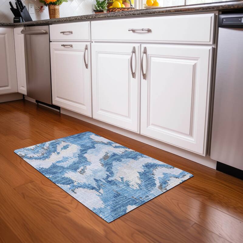 Premium Washable Super Soft Modern Ziggy Mayfield Rug - Blue - 1'8" x 2'6"