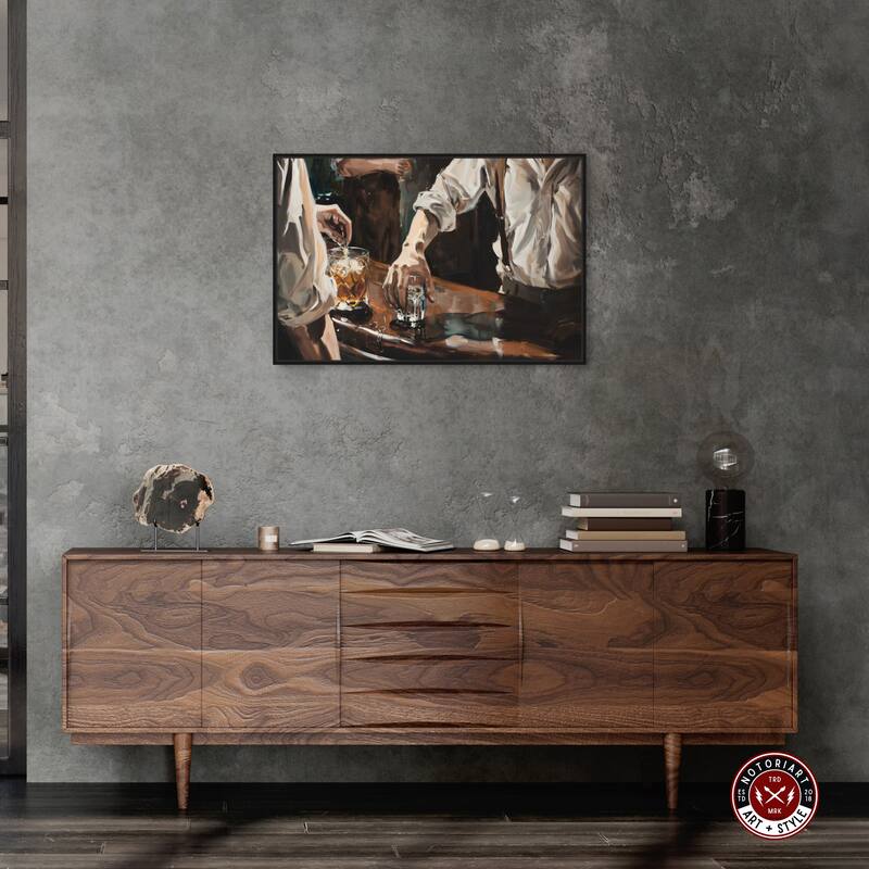 Notoriart Together For Drinks Framed Bar Cart Art For Men