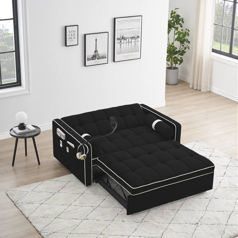 Velvet Convertible Sleeper Sofa Bed