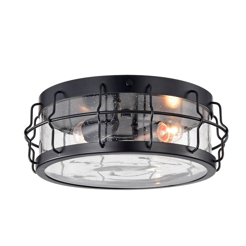 Matte Black 2-light Flush-Mount Chandelier (SOLD AS A PAIR)