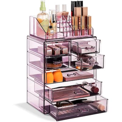 Sorbus Acrylic Cosmetic Makeup and Jewelry Storage Case Display - 3 Large, 4 Small Drawers