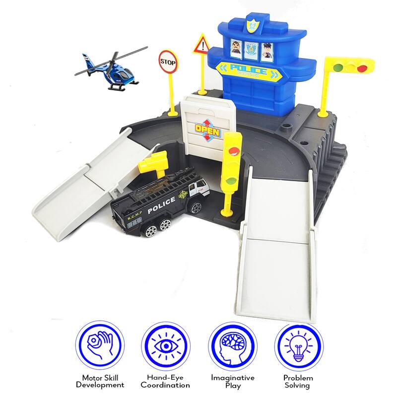 COMBO SET DIY Assembled Rescue and Police Station Kids Playset