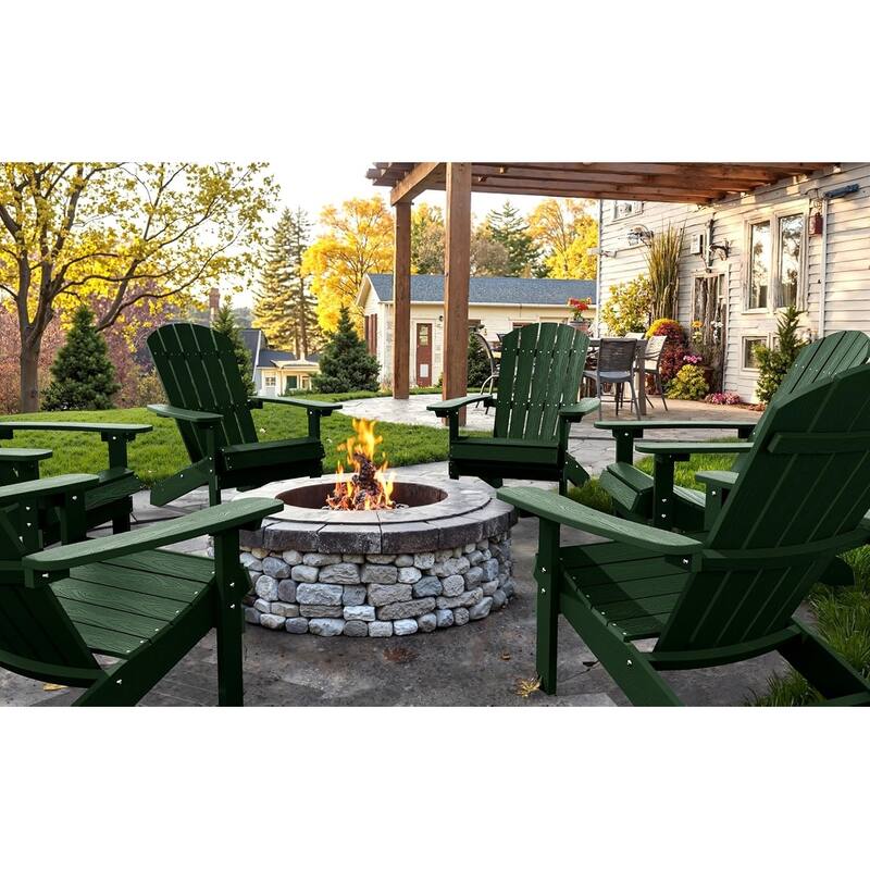 WINSOON All Weather HIPS Outdoor Plastic Adirondack Chairs Set of 4