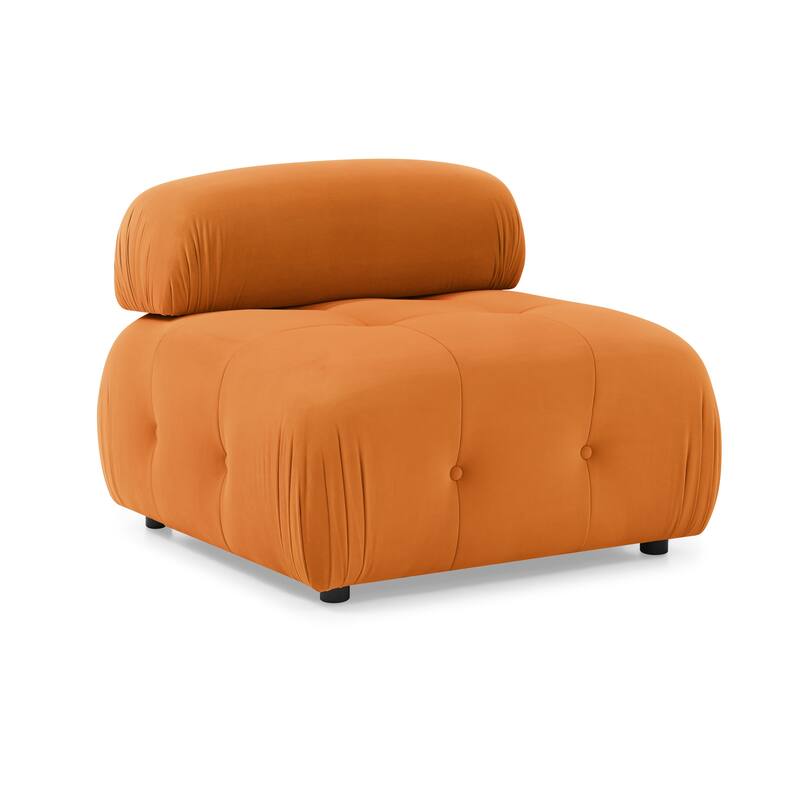 Orange 93'' L-Shaped 4-Seater Modular Sofa with Reversible Ottoman and Sturdy Wood Frame for Living Room or Apartment