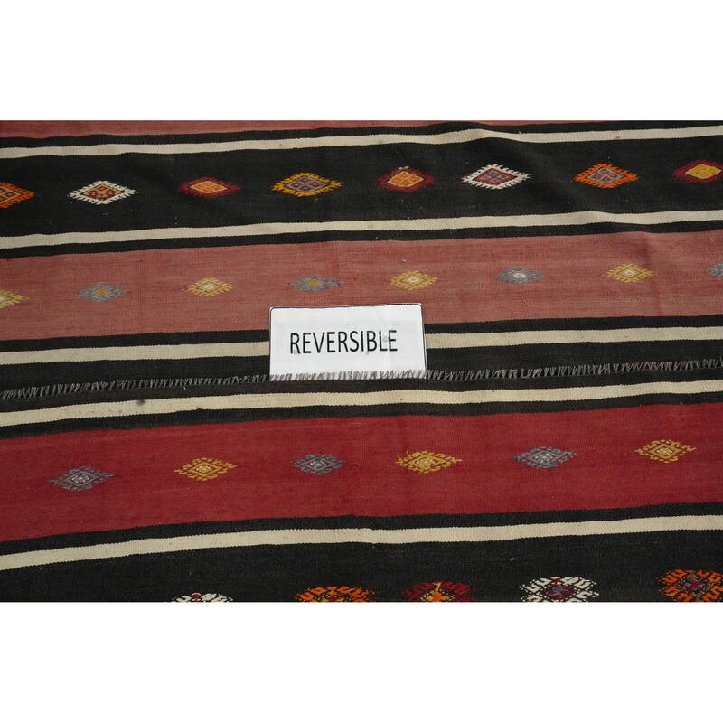 Hand Woven Oriental 100% Wool Carpet Southwestern Tribal Multi-Colored Kilim Area Rug - 7' 11'' X 5' 5''