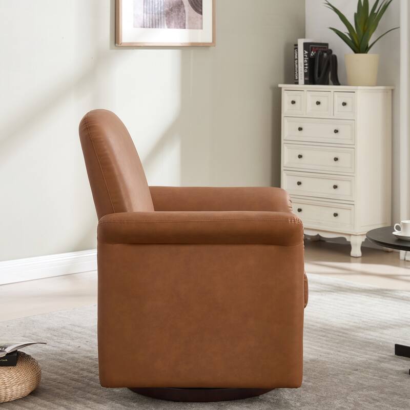 Modern Barrel Armchair with Wood Base
