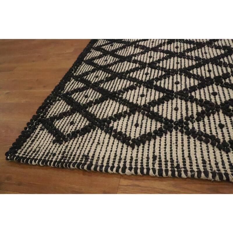 Hand Knotted Oriental 100% Wool Carpet Modern Geometric Black Modern Gotti Design Area Rug - 8' 0'' X 4' 11''
