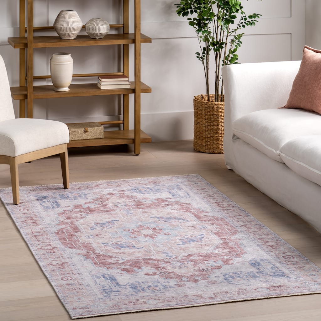 Nuloom Madilyn SpinClean Medallion Machine Washable Area Rug