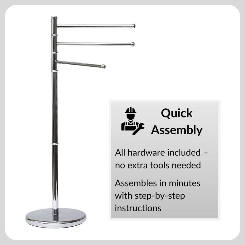 Freestanding 3-Arm Towel Rack in Stainless Steel - 19 L x 10 W x 34 H