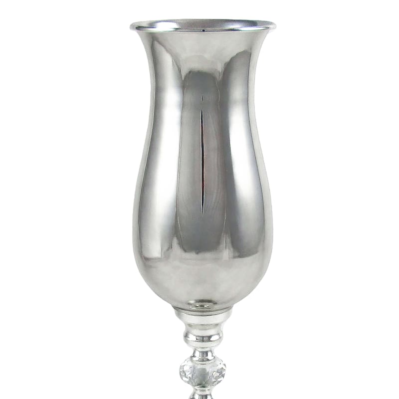 Silver Luxury Metal Crystal Gem Mermaid Hurricane Trumpet Tabletop Flower Vase Decorative Centerpiece