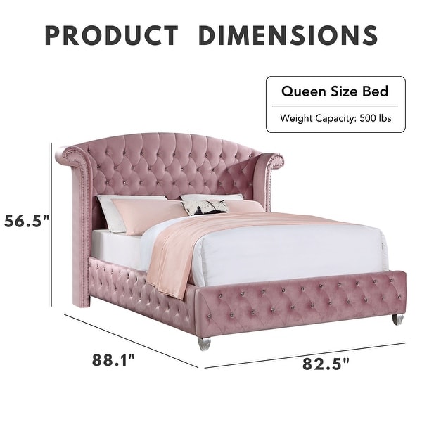 バーゲンで Vyvi Glam Pink Fabric 5-Piece Upholstered Panel Bedroom Set シングルベッド