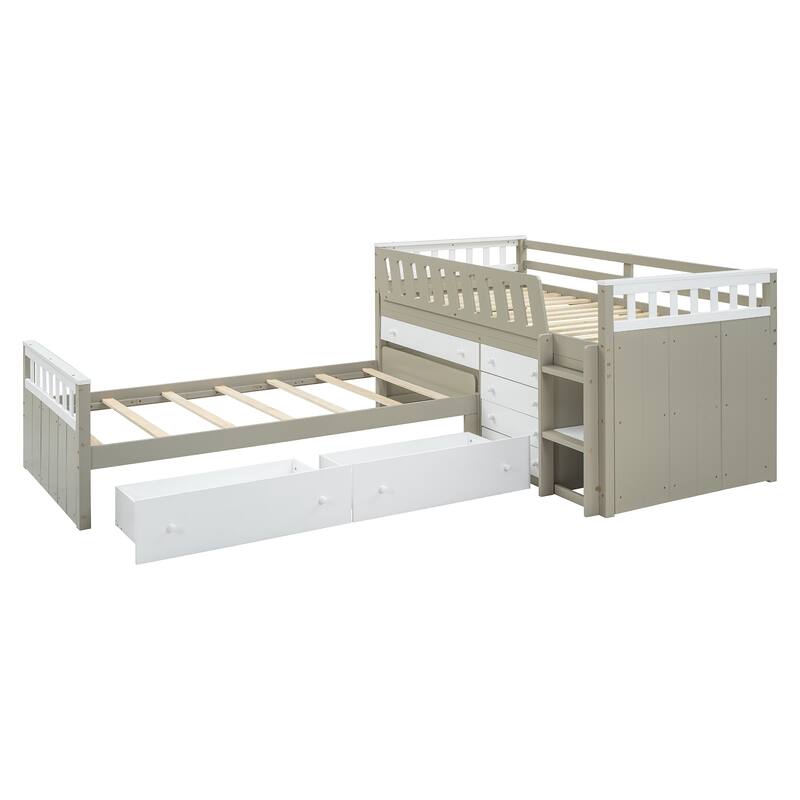 Space Saving Twin Loft and Twin Platform Bed