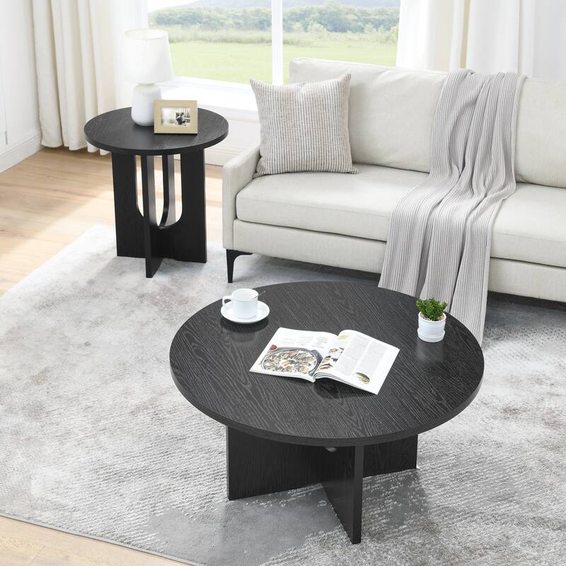 Minimalist Solid Wood Coffee Table, Modern Design with Waterproof Surface, 330 lbs Capacity