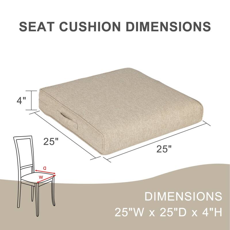 Aoodor Patio Chair Cushions Set of 2, Water Resistant Outdoor Seat Cushions with Handle and Ties, Square Corner Cushions