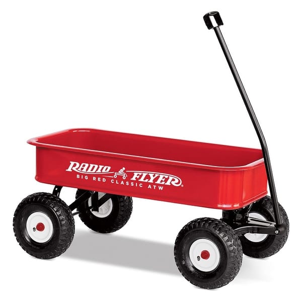 slide 2 of 16, Radio Flyer 1800 Big Red Classic Extra Long Handle All Terrain Wheels Kids Wagon All Terrain Red Wagon