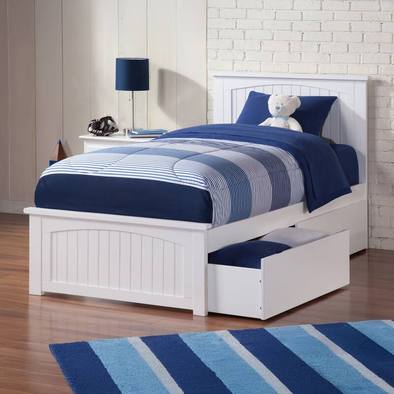 AFI Nantucket Platform Bed with Matching Footboard & Storage Drawers - White - Twin XL