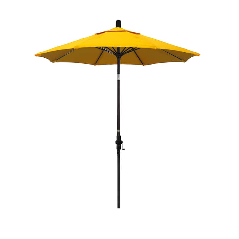 California Umbrella 7.5' Rd. Aluminum/Fiberglass Rib Patio Umb, Deluxe Crank Lift/Collar Tilt, Bronze Finish, Sunbrella Fabric - Sunflower Yellow