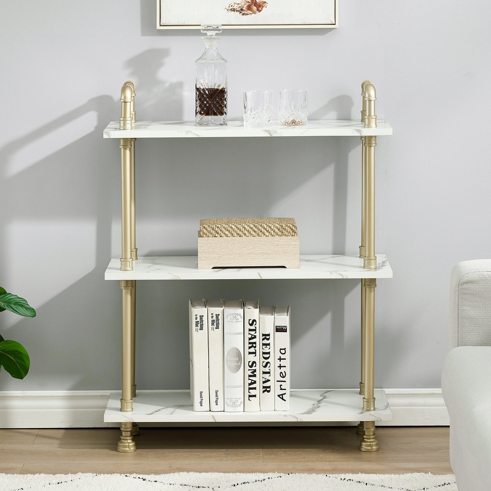 Small gold shop bookshelf