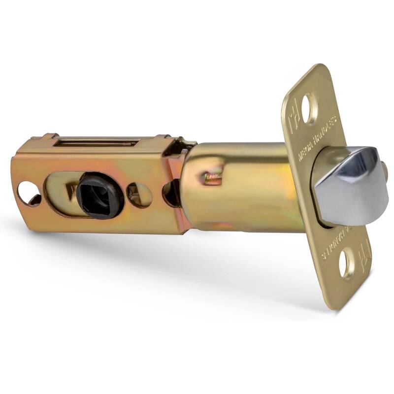 Mega Handles 2-Way Adjustable Door Latch | Universal Half Moon Spindles | For Hidden & Interior Door Lock Systems - Round Entry - Satin Brass