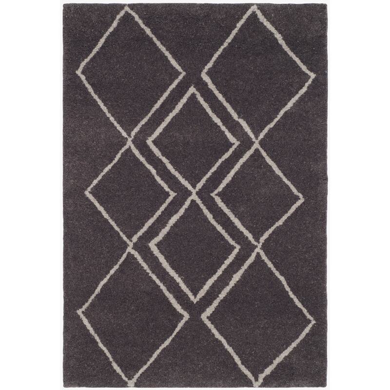 SAFAVIEH Handmade Soho Kaila Moroccan N.Z. Wool/ Viscose Rug - 2' x 3' - Ivory/Dark Grey