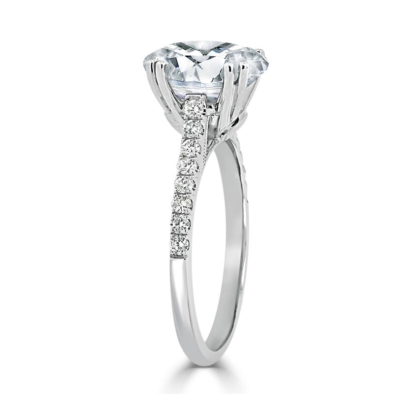 Auriya 14k Gold 1 3/4ctw Oval Moissanite and Diamond Engagement Ring 1/4ctw