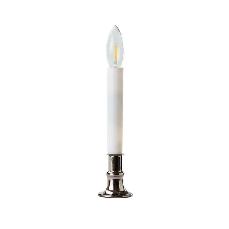 LED Lighted Window Candles with Sensor - 9" - White and Pewter - Set of 4