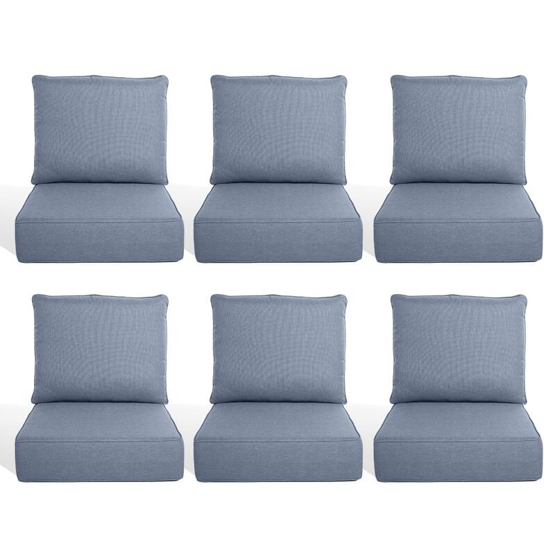 Pocassy 22"x24"x6" Thick Cushions Pillows Indoor & Outdoor Cushion - 6 Set Seat & Back Cushion - Baby Blue Cushion