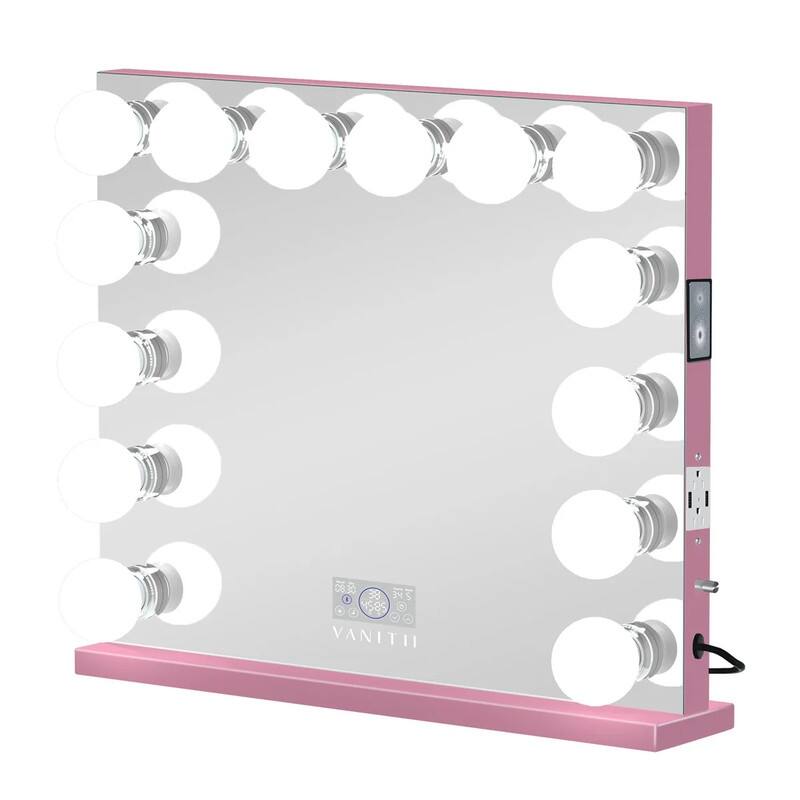 VANITII Hollywood Vanity Makeup Mirror with 14 Dimmable LED Bulbs Bluetooth 31.5" x 27" Tabletop Wall Mount - N/A