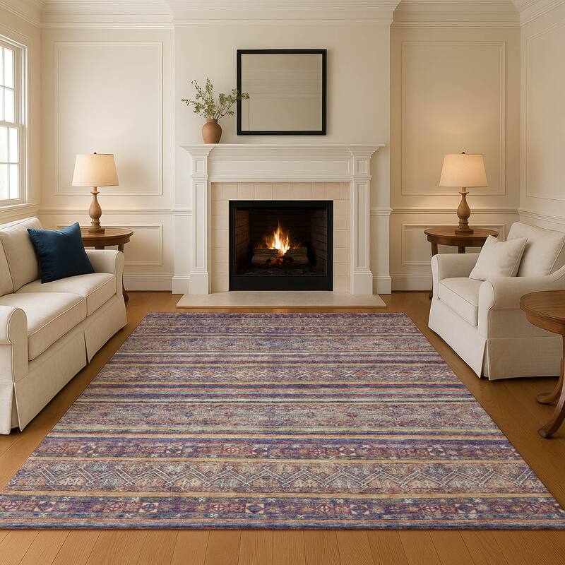 Premium Washable Super Soft Boho Stripes Mayfield Rug - Blue - 10' x 14'