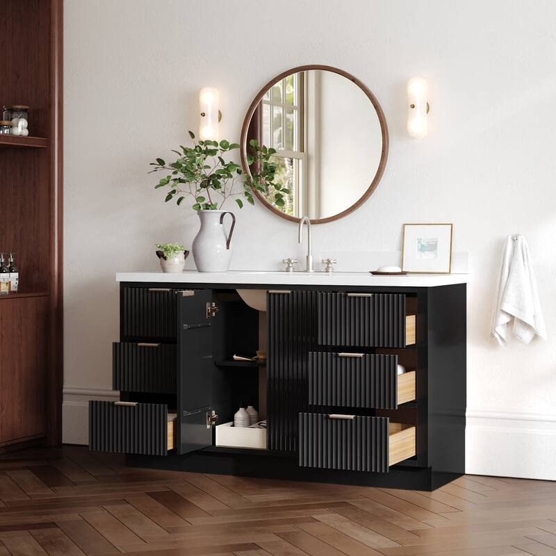 Ariel P61WQRVO Milan 61" Free Standing Single Basin Vanity Set with