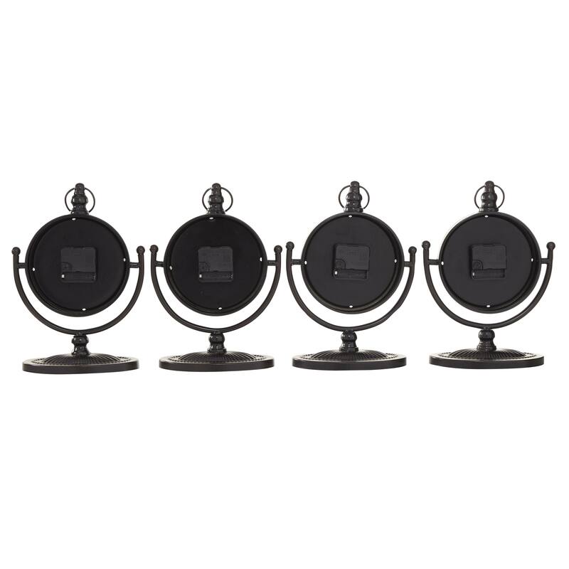 Black Metal Decorative Clock with Swing Stand (Set of 4)