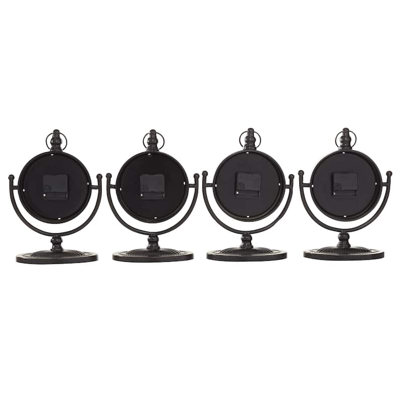 Metal Clock with Swing Stand - Set of 4 Black - Roche River Decor