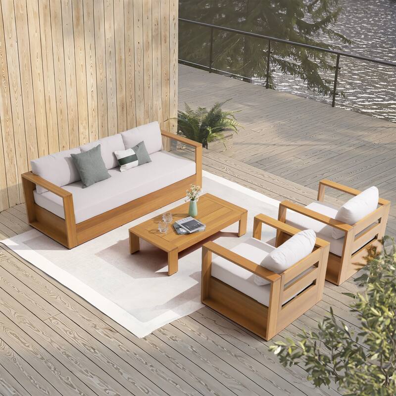 Outdoor Wooden Sofa Set with Coffee Table