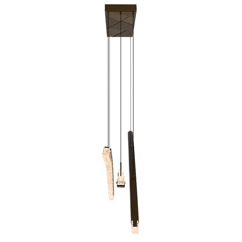 Saber Integrated LED 70in Brass Chandelier with Handcrafted Glass