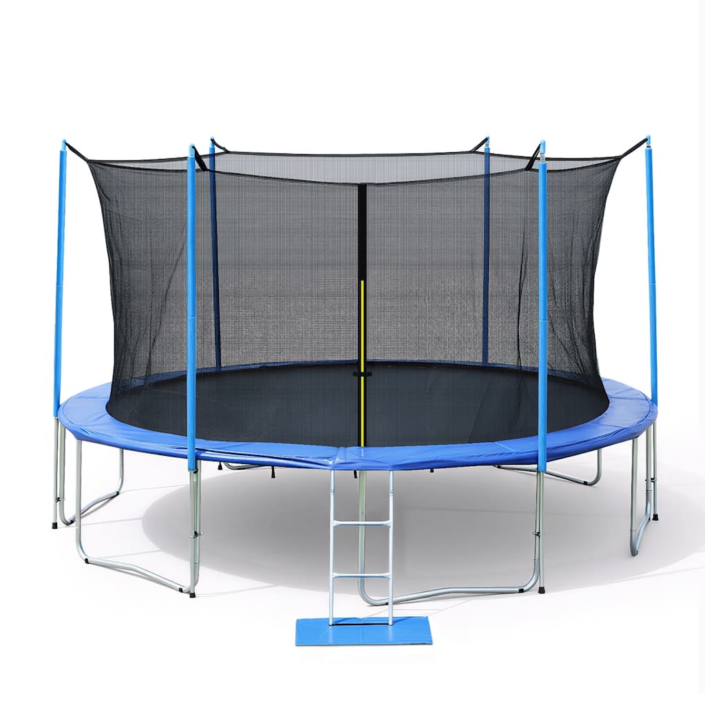 Aoodor Outdoor Trampoline, Recreational Trampoline with Enclosure Inner-Safety Net and Ladder for Kids