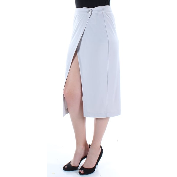 KIIND OF Womens Silver Midi Wrap Skirt Size: S