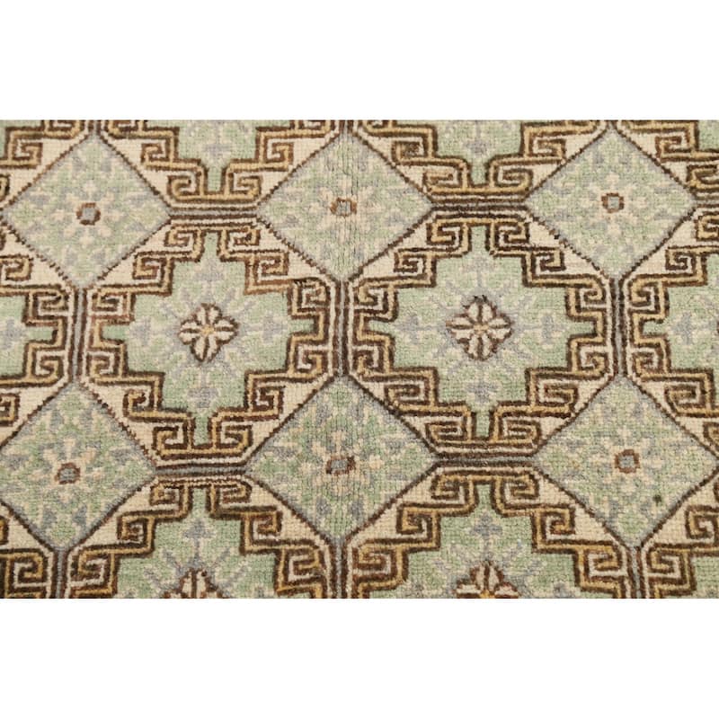 Vegetable Dye Geometric Khotan Wool Area Rug Hand-knotted Foyer Carpet - 4'8" x 6'0"