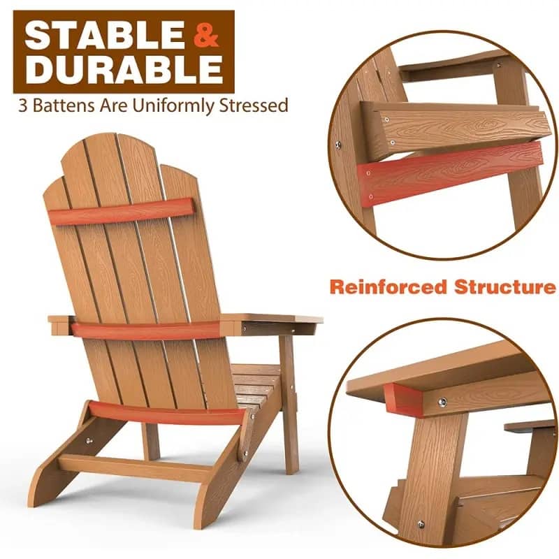 WINSOON All Weather HIPS Outdoor Folding Adirondack Chairs Outdoor Chairs Set of 4
