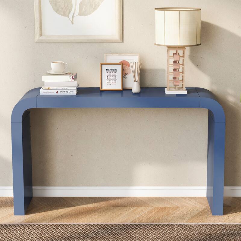 Minimalist Acacia Vneer Entryway Table with Two Legs
