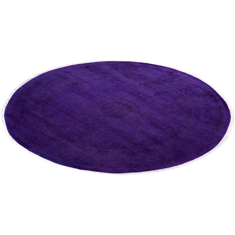 Overdyed One-of-a-Kind Hand-Knotted Area Rug - Purple - 6' 8" x 6' 8"